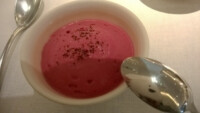 mousse de betteraves au café La Dame de Pic, mises en bouche