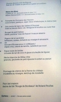 Menu restaurant Quinsou, menu du 29 août 2017