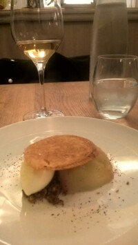 Pêche blanche de Millas rôtie restaurant Quinsou, Pêche blanche de Millas rôtie